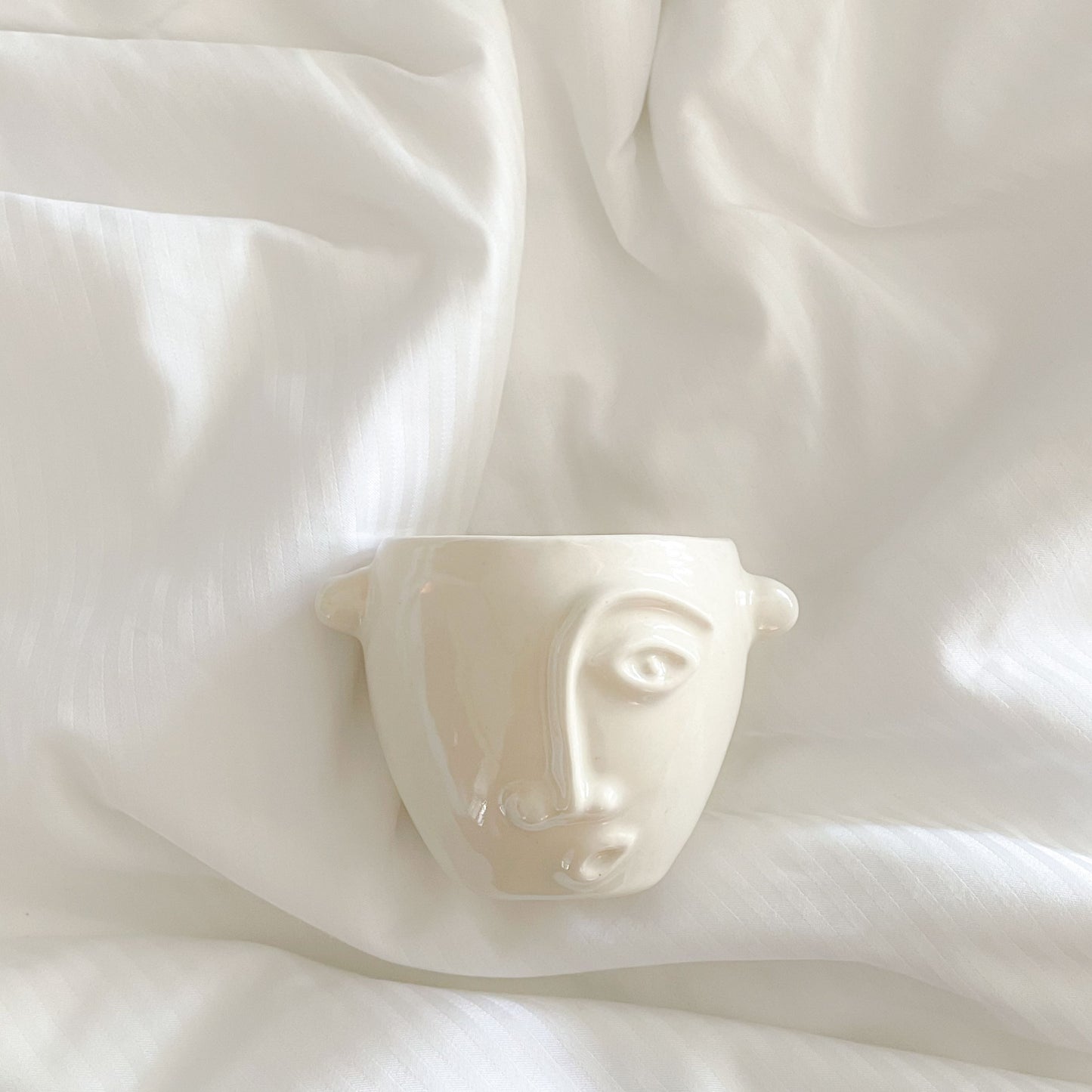 Gaia Ceramic Mug - White. Limited edition handcrafted ceramic mug. Dubai | Sharjah | Mellow | Buy now on MellowOfficial.com